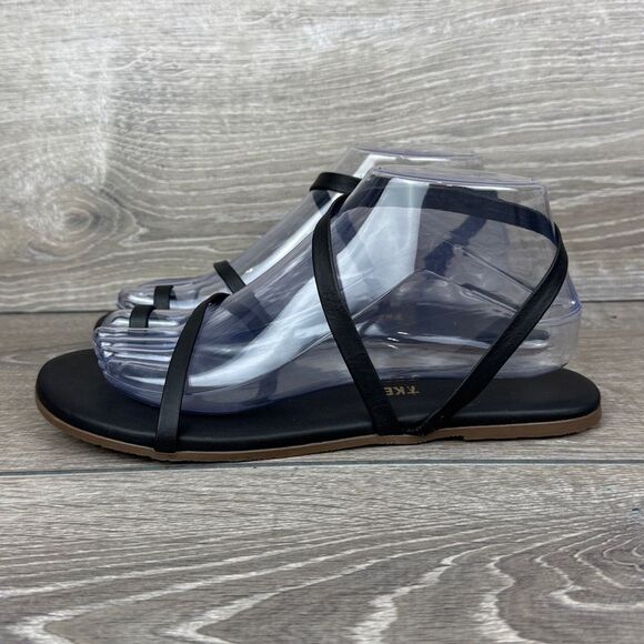Tkees Mia Napa Women’s Sz 8/EU 39 Black Leather Strappy Toe Loop Sandals - Picture 3 of 11
